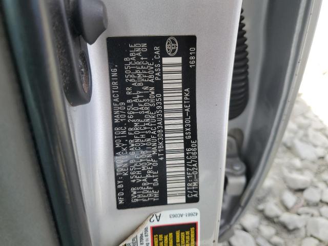 4T1BK3DB3AU359350 - 2010 TOYOTA AVALON XL SILVER photo 12