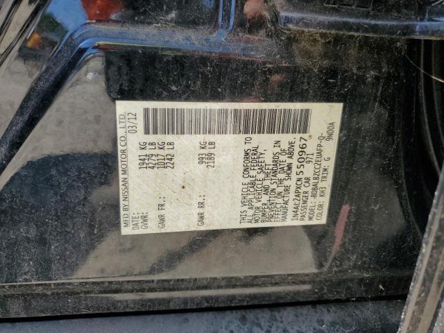 1N4AL2APXCN550967 - 2012 NISSAN ALTIMA BASE BLACK photo 12