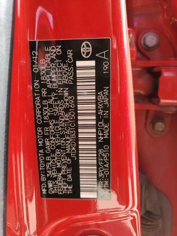 JTDKDTB31C1501693 - 2012 TOYOTA PRIUS C 红色 照片 12