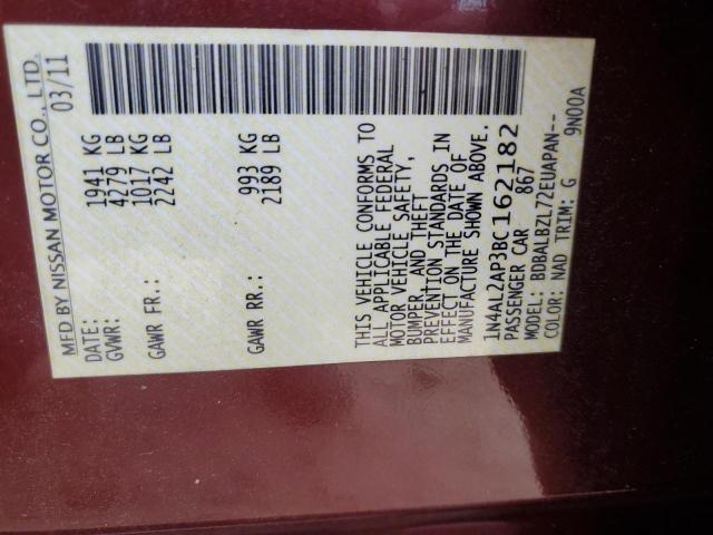 1N4AL2AP3BC162182 - 2011 NISSAN ALTIMA BASE წითელი ფოტო 12