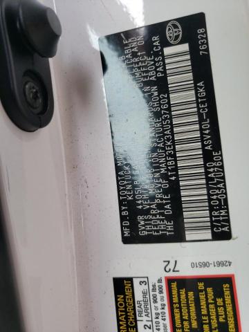 4T1BF3EK3AU537602 - 2010 TOYOTA CAMRY BASE WHITE photo 12