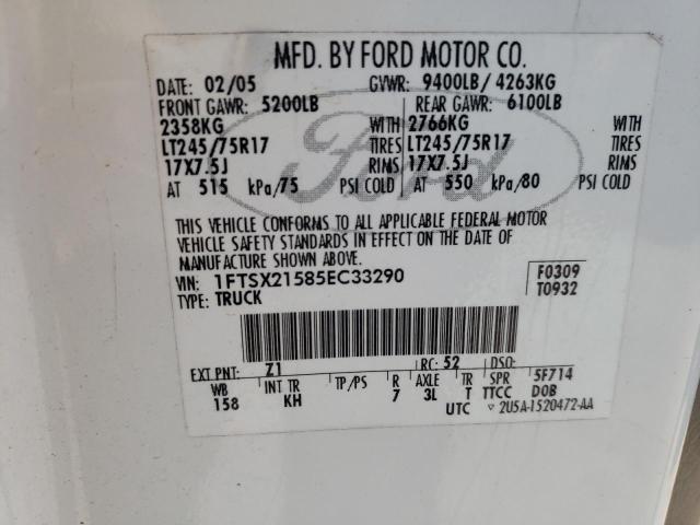 1FTSX21585EC33290 - 2005 FORD F250 SUPER DUTY WHITE photo 12