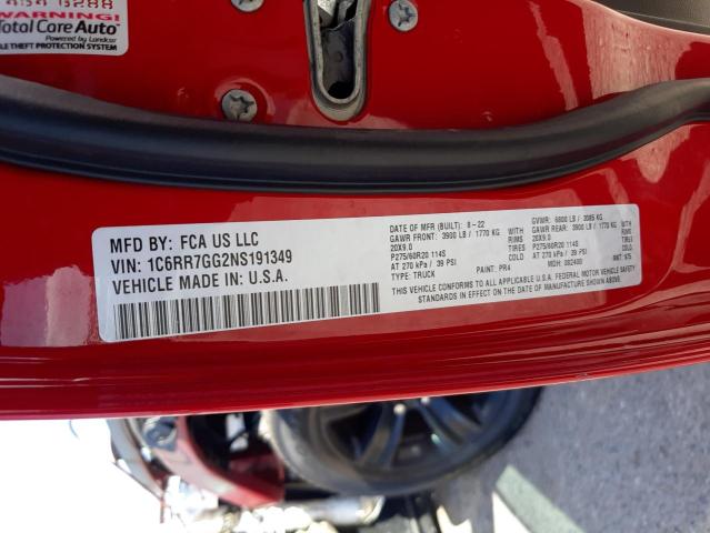 1C6RR7GG2NS191349 - 2022 RAM 1500 CLASS SLT 红色 照片 13