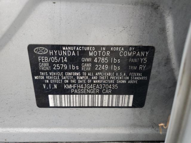 KMHFH4JG4EA370435 - 2014 HYUNDAI AZERA GLS SILVER photo 12