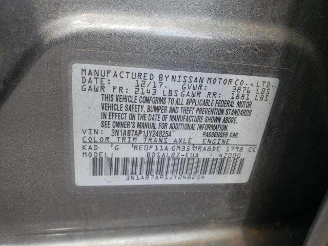 3N1AB7AP1JY248254 - 2018 NISSAN SENTRA S GRAY photo 12