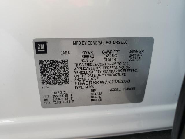 5GAERBKW7KJ184070 - 2019 BUICK ENCLAVE ESSENCE Ağ foto 13