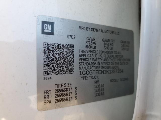 1GCGTEEN3K1357354 - 2019 CHEVROLET COLORADO ZR2 WHITE photo 13