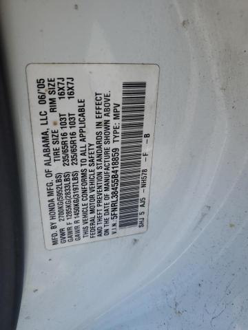 5FNRL38455B418859 - 2005 HONDA ODYSSEY EX WHITE photo 13