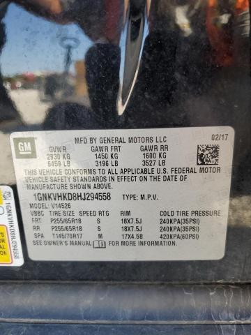 1GNKVHKD8HJ294558 - 2017 CHEVROLET TRAVERSE LT 石墨色 照片 13