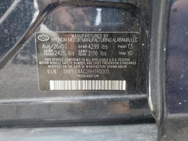 5NPEC4AC2BH140005 - 2011 HYUNDAI SONATA SE BLUE photo 12