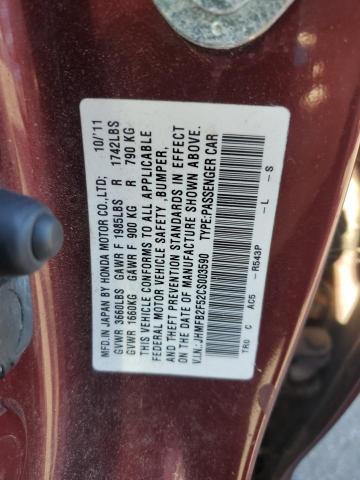 JHMFB2F52CS003590 - 2012 HONDA CIVIC LX 勃艮第红 照片 12