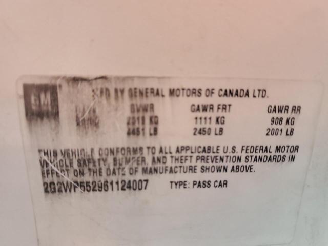 2G2WP552961124007 - 2006 PONTIAC GRAND PRIX Blanc photo 12