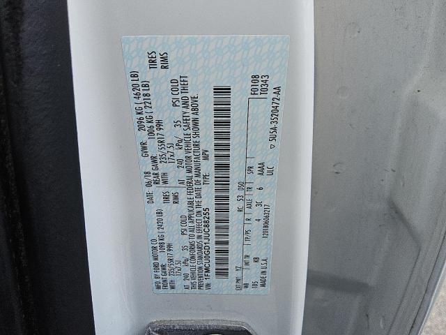 1FMCU0GD1JUC88255 - 2018 FORD ESCAPE SE თეთრი ფოტო 12