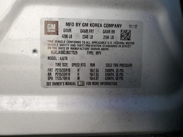 KL4CJASB2JB577529 - 2018 BUICK ENCORE PREFERRED SILVER photo 12