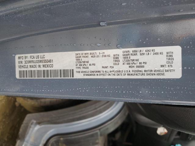 3C6MRVJG5ME550461 - 2021 RAM PROMASTER 3500 HIGH ნაცრისფერი ფოტო 13