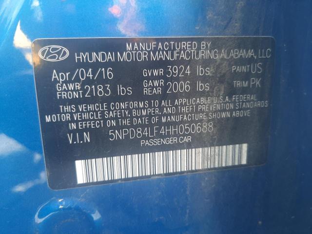 5NPD84LF4HH050688 - 2017 HYUNDAI ELANTRA SE BLUE photo 12