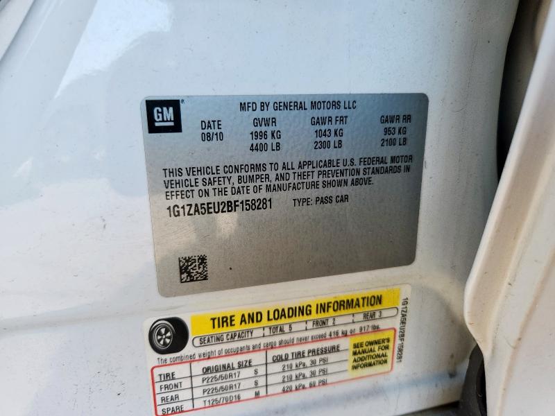 1G1ZA5EU2BF158281 - 2011 CHEVROLET MALIBU LS WHITE photo 12