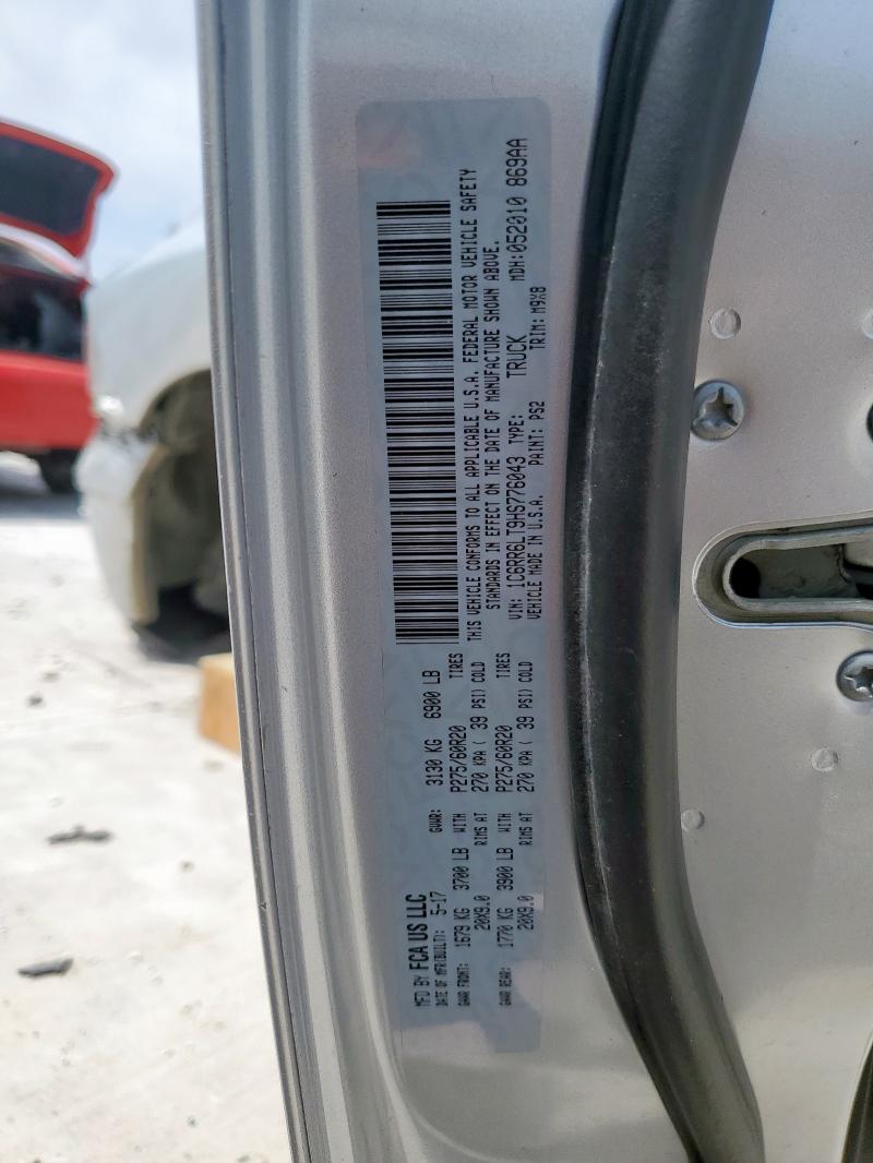 1C6RR6LT9HS776043 - 2017 RAM 1500 SLT SILVER photo 12