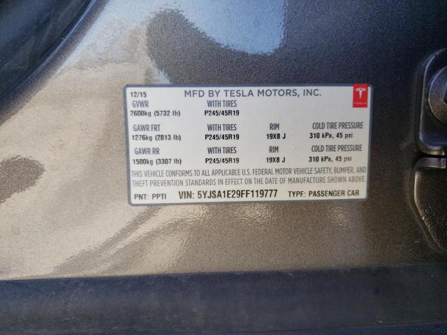 5YJSA1E29FF119777 - 2015 TESLA MODEL S Գրաֆիտ լուսանկար 12