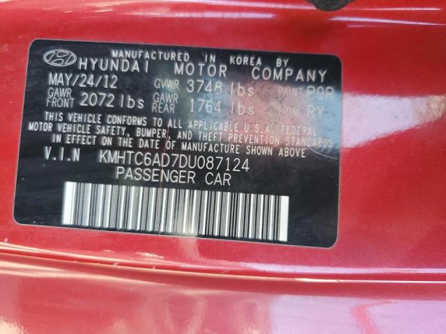 KMHTC6AD7DU087124 - 2013 HYUNDAI VELOSTER 红色 照片 12