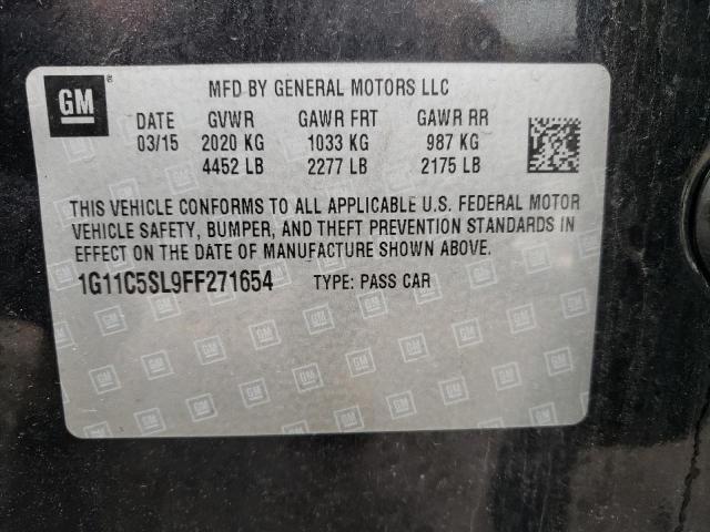 1G11C5SL9FF271654 - 2015 CHEVROLET MALIBU 1LT BLACK photo 12