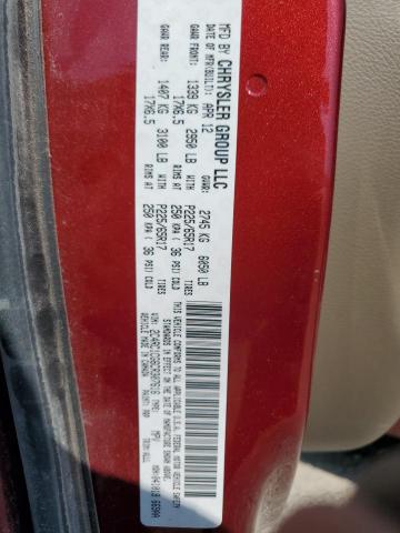 2C4RC1CG6CR307616 - 2012 CHRYSLER TOWN & COU TOURING L RED photo 13