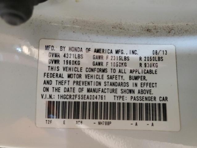 1HGCR2F55EA004761 - 2014 HONDA ACCORD SPORT WHITE photo 12