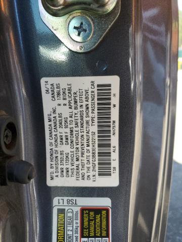 2HGFG3B83EH522152 - 2014 HONDA CIVIC EX GRAY photo 12