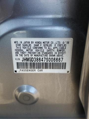 JHMGD38647S006667 - 2007 HONDA FIT S 银色 照片 12