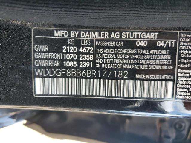WDDGF8BB6BR177182 - 2011 MERCEDES-BENZ C 300 4MATIC BLACK photo 12