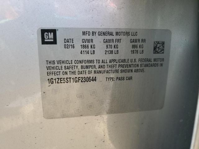 1G1ZE5ST1GF230644 - 2016 CHEVROLET MALIBU LT SILVER photo 12