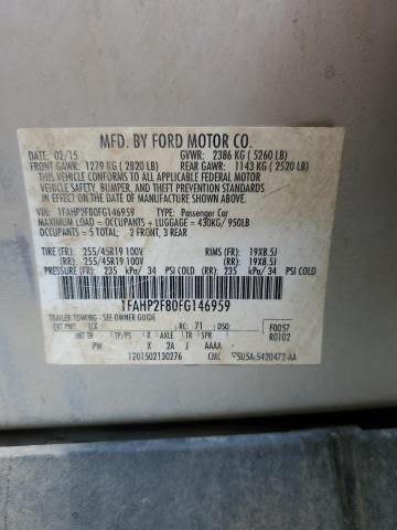 1FAHP2F80FG146959 - 2015 FORD TAURUS LIMITED SILVER photo 13