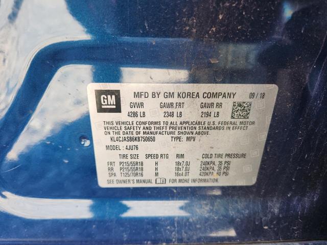 KL4CJASB6KB750650 - 2019 BUICK ENCORE PREFERRED Синій фото 13