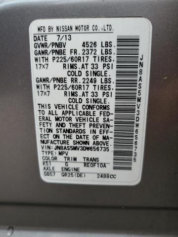 JN8AS5MV3DW656735 - 2013 NISSAN ROGUE S 灰色 照片 13