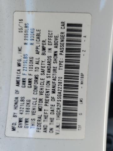 1HGCR2F55GA223870 - 2016 HONDA ACCORD SPORT Beyaz fotoğraf 12