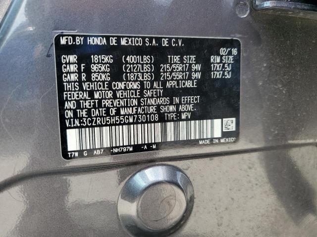 3CZRU5H55GM730108 - 2016 HONDA HR-V EX ნაცრისფერი ფოტო 13