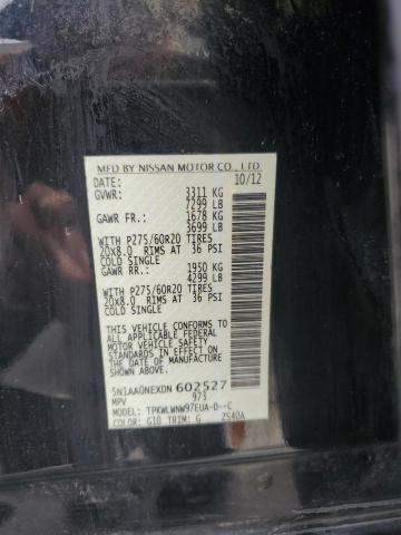 5N1AA0NEXDN602527 - 2013 NISSAN ARMADA PLATINUM BLACK photo 13