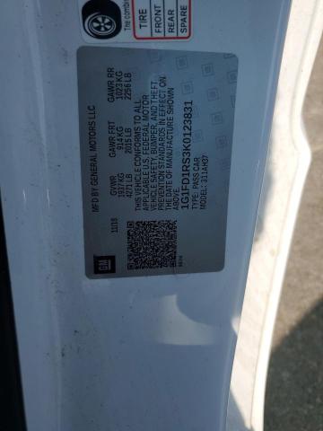 1G1FD1RS3K0123831 - 2019 CHEVROLET CAMARO LT თეთრი ფოტო 13