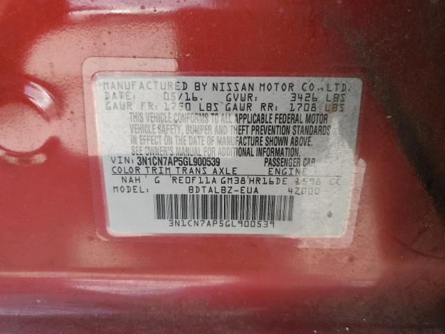 3N1CN7AP5GL900539 - 2016 NISSAN VERSA S Qırmızı foto 13