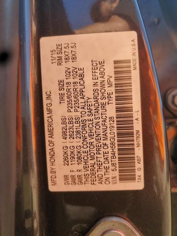 5J8TB4H58GL019128 - 2016 ACURA RDX TECHNOLOGY გრაფიტი ფოტო 12