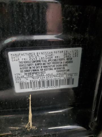 3N1AB7AP4KY419273 - 2019 NISSAN SENTRA S 黑色 照片 13