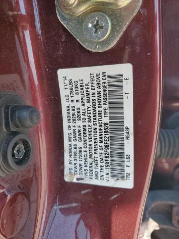 19XFB2F98FE218628 - 2015 HONDA CIVIC EXL ბურგუნდია ფოტო 13