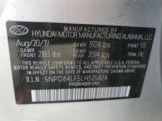 5NPD84LF5LH525824 - 2020 HYUNDAI ELANTRA SEL SILVER photo 12