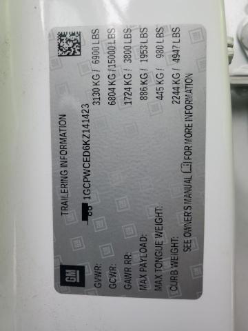 1GCPWCED6KZ141423 - 2019 CHEVROLET SILVERADO C1500 LT WHITE photo 13