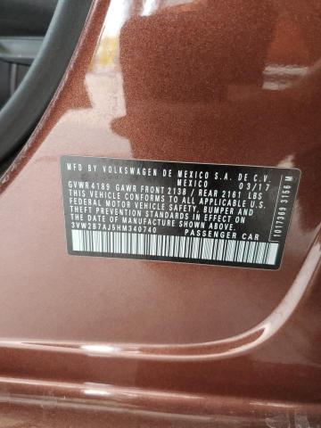 3VW2B7AJ5HM340740 - 2017 VOLKSWAGEN JETTA S BROWN photo 12