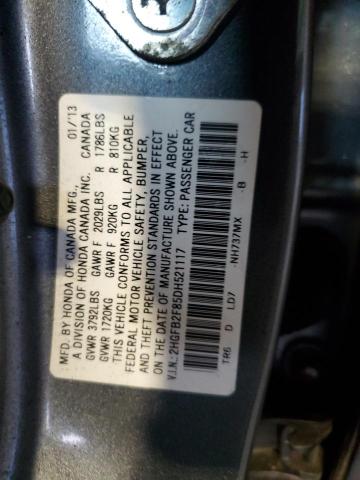 2HGFB2F85DH521117 - 2013 HONDA CIVIC EX 灰色 照片 12