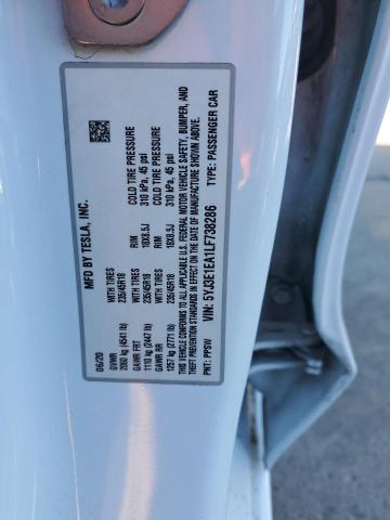 5YJ3E1EA1LF738286 - 2020 TESLA MODEL 3 Weiß Foto 13