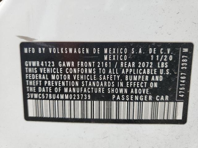 3VWC57BU4MM023739 - 2021 VOLKSWAGEN JETTA S WHITE photo 12