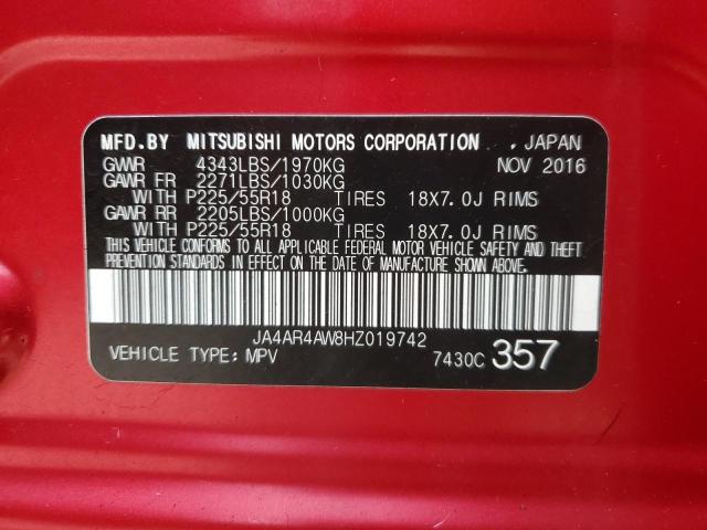 JA4AR4AW8HZ019742 - 2017 MITSUBISHI OUTLANDER SEL RED photo 13