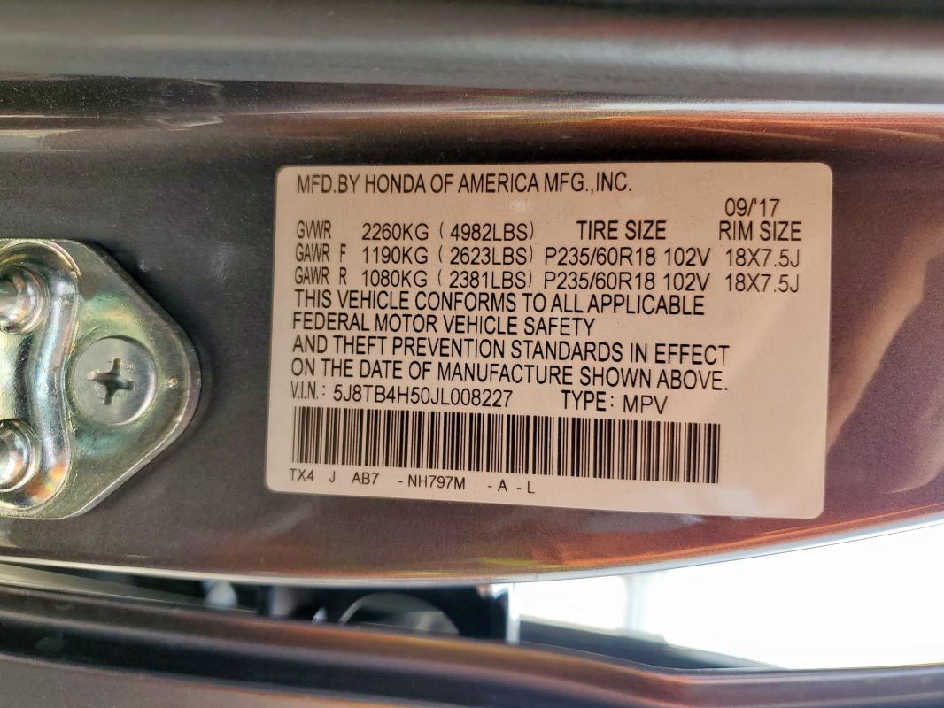 5J8TB4H50JL008227 - 2018 ACURA RDX TECHNOLOGY 灰色 照片 13